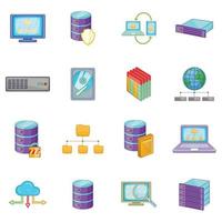 Data base icons set, cartoon style vector