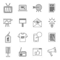 Advertisement icons set, outline style vector