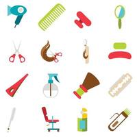 Hairdresser icons set, cartoon style vector