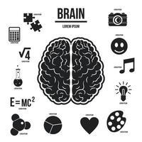 Human brain infographics set, simple style vector