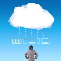 businessman thinking about cloud network idea photo