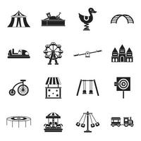 conjunto de iconos de parque de atracciones, estilo simple vector
