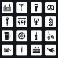 iconos de cerveza establecidos en estilo simple vector