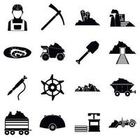 Miner icons set, simple style vector