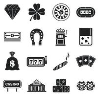 conjunto de iconos de casino, estilo simple vector