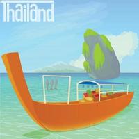 Thailand beach concept, cartoon style