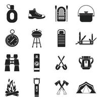 Conjunto de iconos de turismo recreativo, estilo simple vector