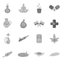 conjunto de iconos de marihuana medicinal estilo monocromo negro