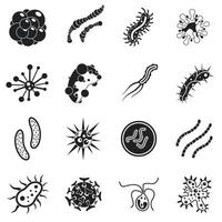 Virus bacteria icons set, simple style vector