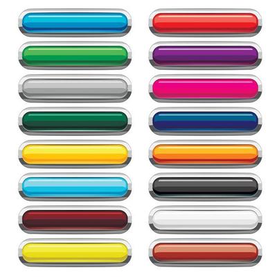 Blank rectangle buttons icons set, cartoon style