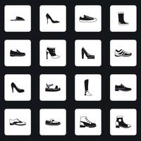 conjunto de iconos de zapatos, estilo simple vector
