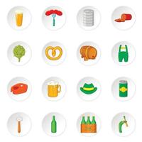 Oktoberfest icons set, cartoon style vector