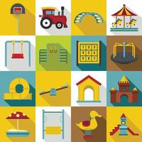 Playground icons set, flat style vector