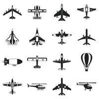 conjunto de iconos de aviación, estilo simple vector