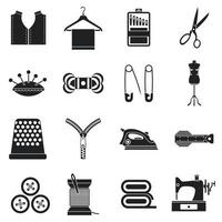 Sewing icons set, simple style vector