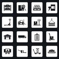 Warehouse and storage icons set, simple style vector