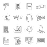 Learning foreign languages icons set outline style vector