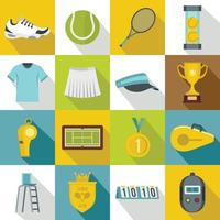 Tennis icons set, flat style vector