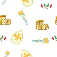 Symbols of Italy pattern, cartoon style vector
