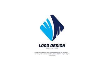 awesome abstract creative rectangle logo icon design modern digital style illustration motion flow vector flat design