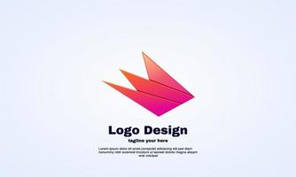 company business origami airplane icon logo vector template abstract material