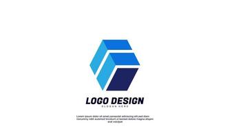 awesome creative idea for logo company building and business colorful flat design vector