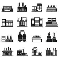 Industrial building icons set, simple style vector