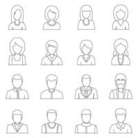 Various people icons set, outline style vector