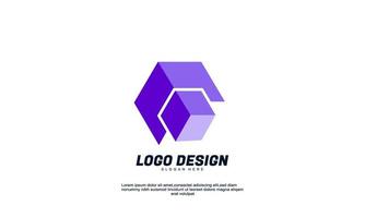 stock vector abstract creative idea  identity modern logo for company or business purple color with flat design template
