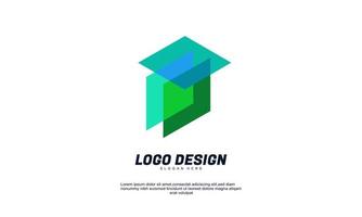 awesome creative company design logo element with business card template best for identity and logo colorful vector