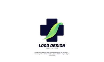 Impresionante logotipo creativo de farmacia médica para empresas saludables y plantillas de diseño colorido de negocios. vector