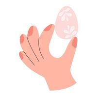 Hand hold easter egg on white background vector