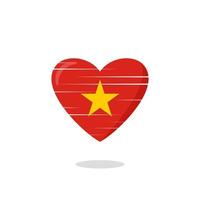 Vietnam flag shaped love illustration vector