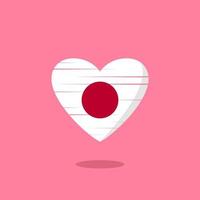 Japan flag shaped love illustration vector