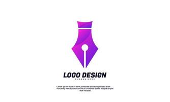 stock vector abstract creative idea pen logo for business or company with gradient colorful design template