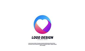 plantilla de diseño de color degradado de logotipo de amor y círculo de productividad de empresa de negocios de economía creativa abstracta vector