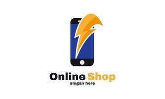 stock vector smartphone flash online shop logo designs template vector simple shopping logo design