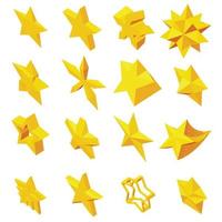 Star icons set, isometric 3d style vector