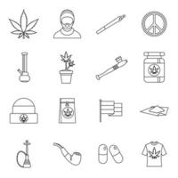 conjunto de iconos rastafari, estilo de esquema vector