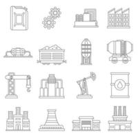 Industry icons set, outline style vector