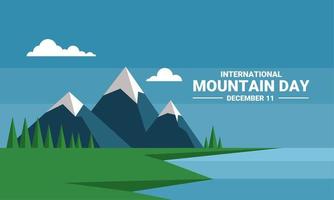 vector illustration, landscape view with mountains, flat style, as a banner or poster for the international day of mountains, which is observed every 11 december.