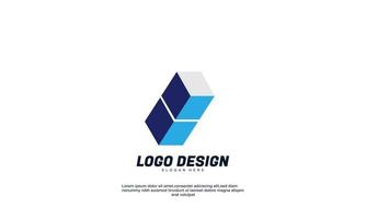 logotipo moderno de identidad de marca de idea creativa abstracta para empresa o negocio color azul marino con plantilla de diseño plano vector