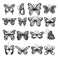 Butterfly icons set, simple style vector