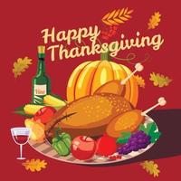 Thanksgiving Day concept, cartoon style vector