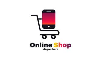 gráfico de vector de logotipo de tienda en línea de carro de teléfono inteligente abstracto de compras y tienda