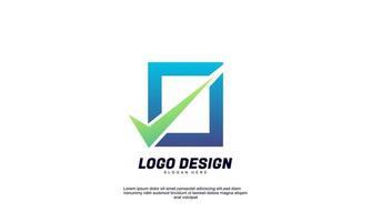 awesome creative logo rectangle and check for business success stock story market progress logo icon vector