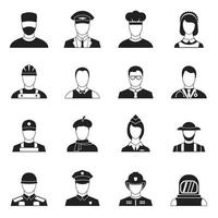 Professions icons set, simple style vector