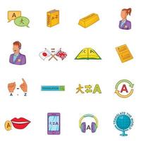 Translator icons set cartoon style vector