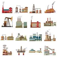 Factory icons set, cartoon style vector