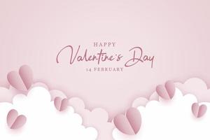 Valentine's day background design in paper style vector